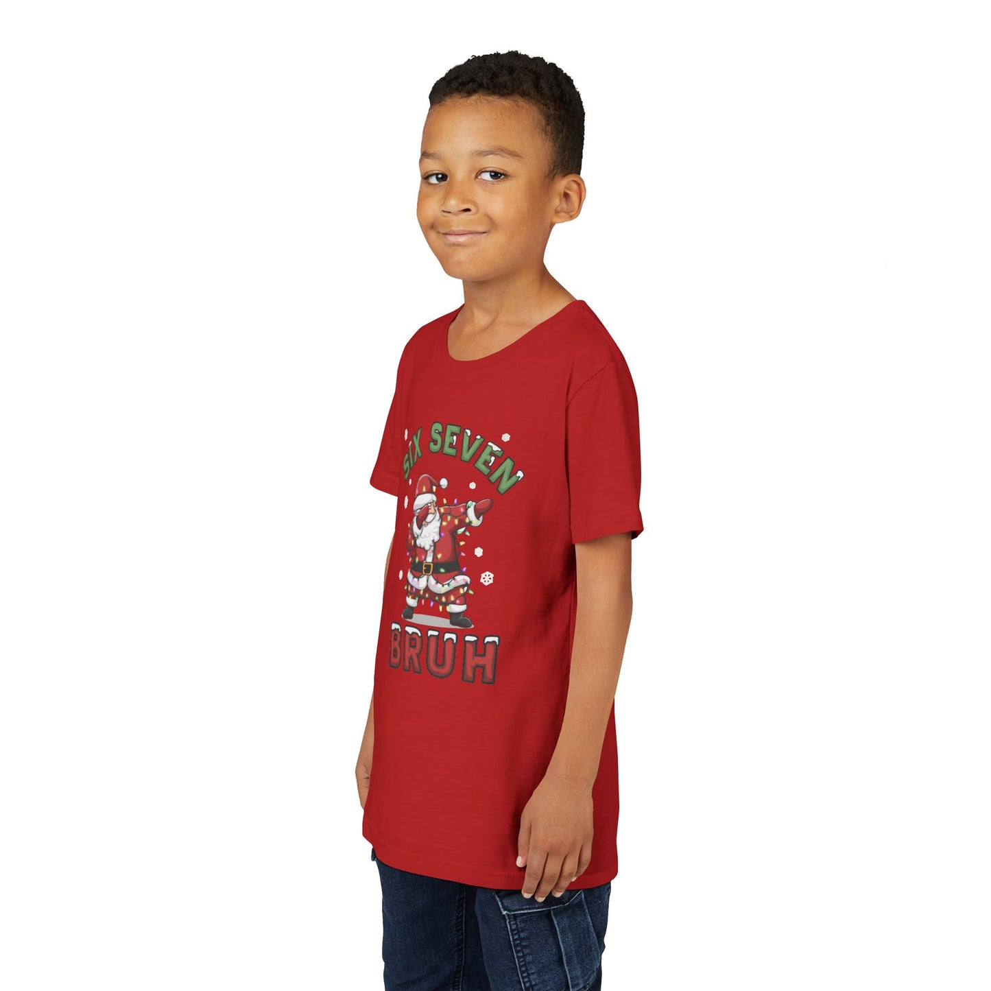 'Six Seven Bruh' Dabbing Santa Christmas Shirt - Kids Tee