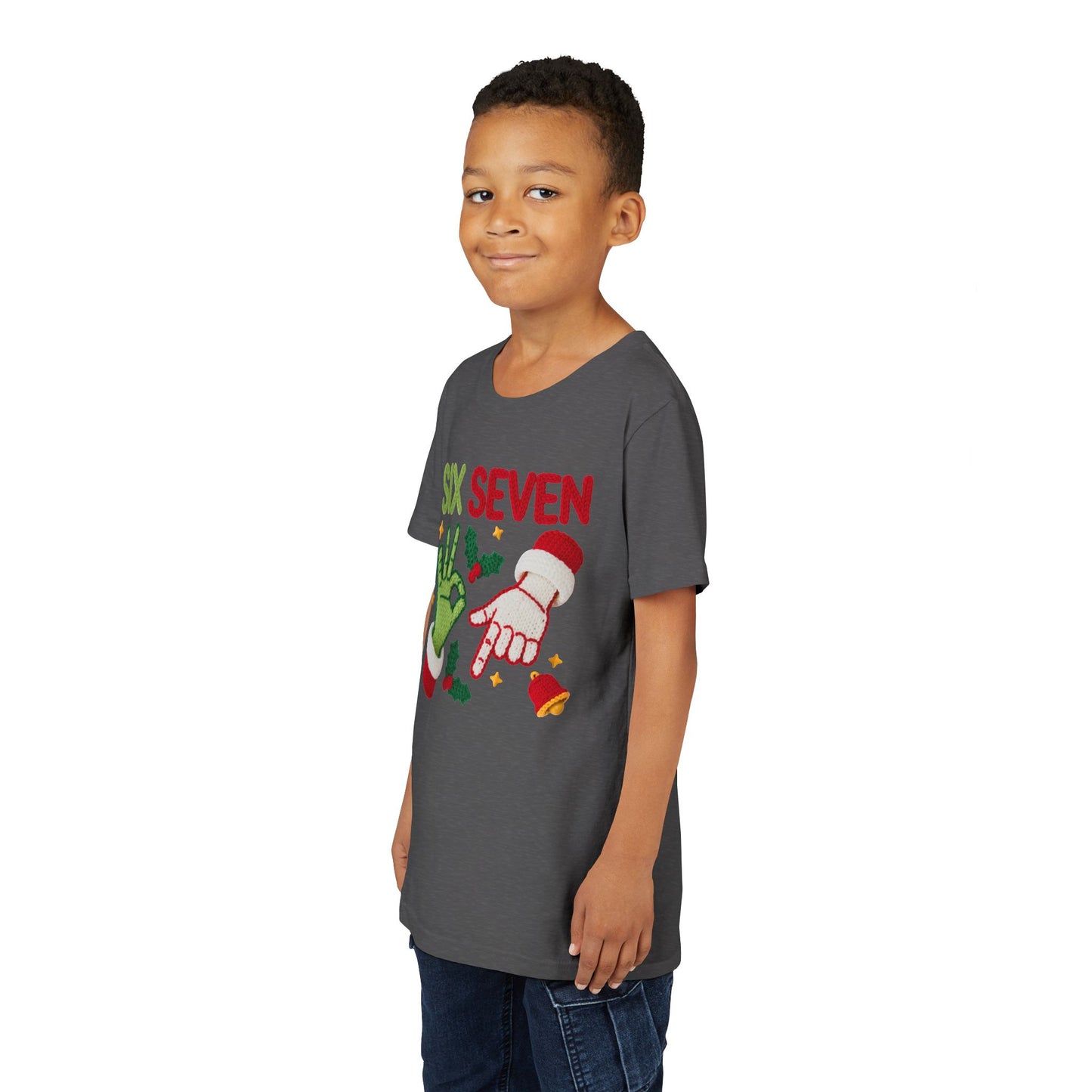 'Six Seven' Christmas Elf & Santa Hand Holiday Shirt - Kids Tee