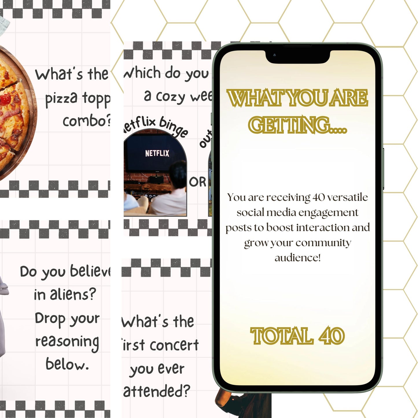 Generic Checkered Theme Social Media Engagements