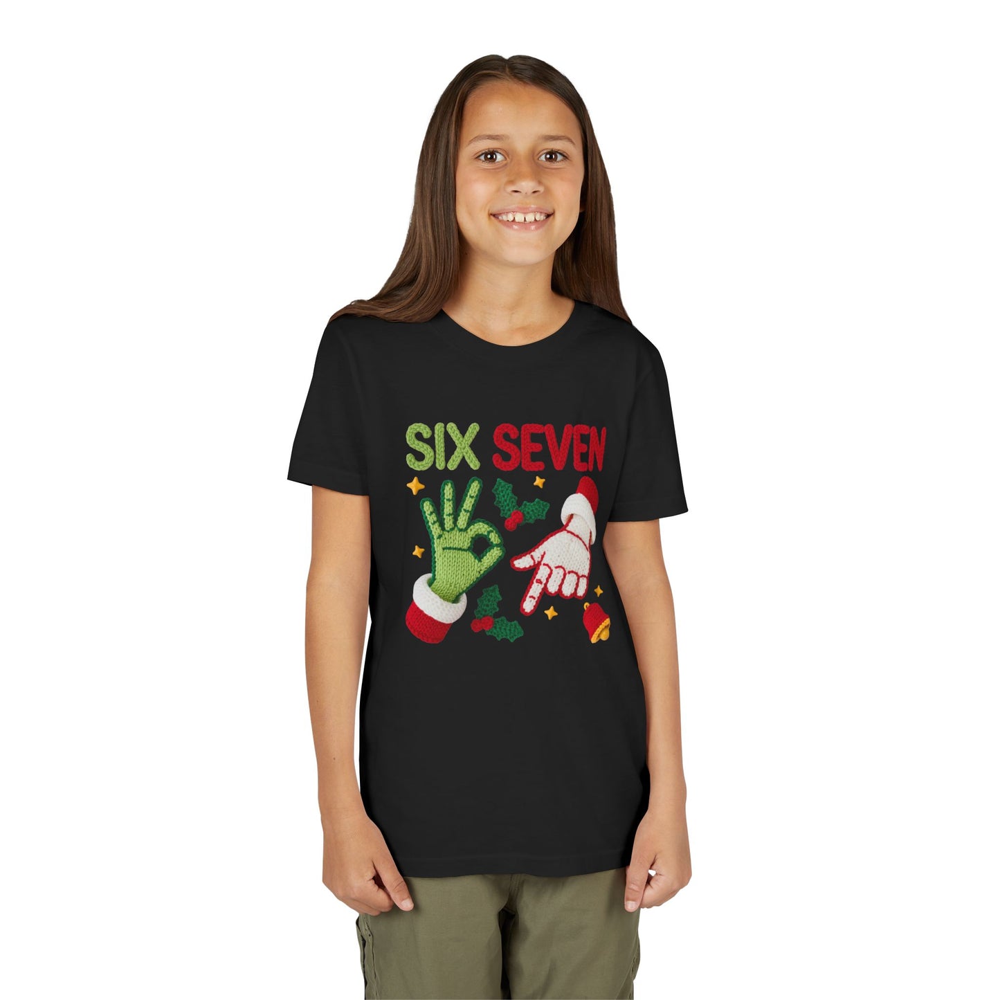 'Six Seven' Christmas Elf & Santa Hand Holiday Shirt - Kids Tee