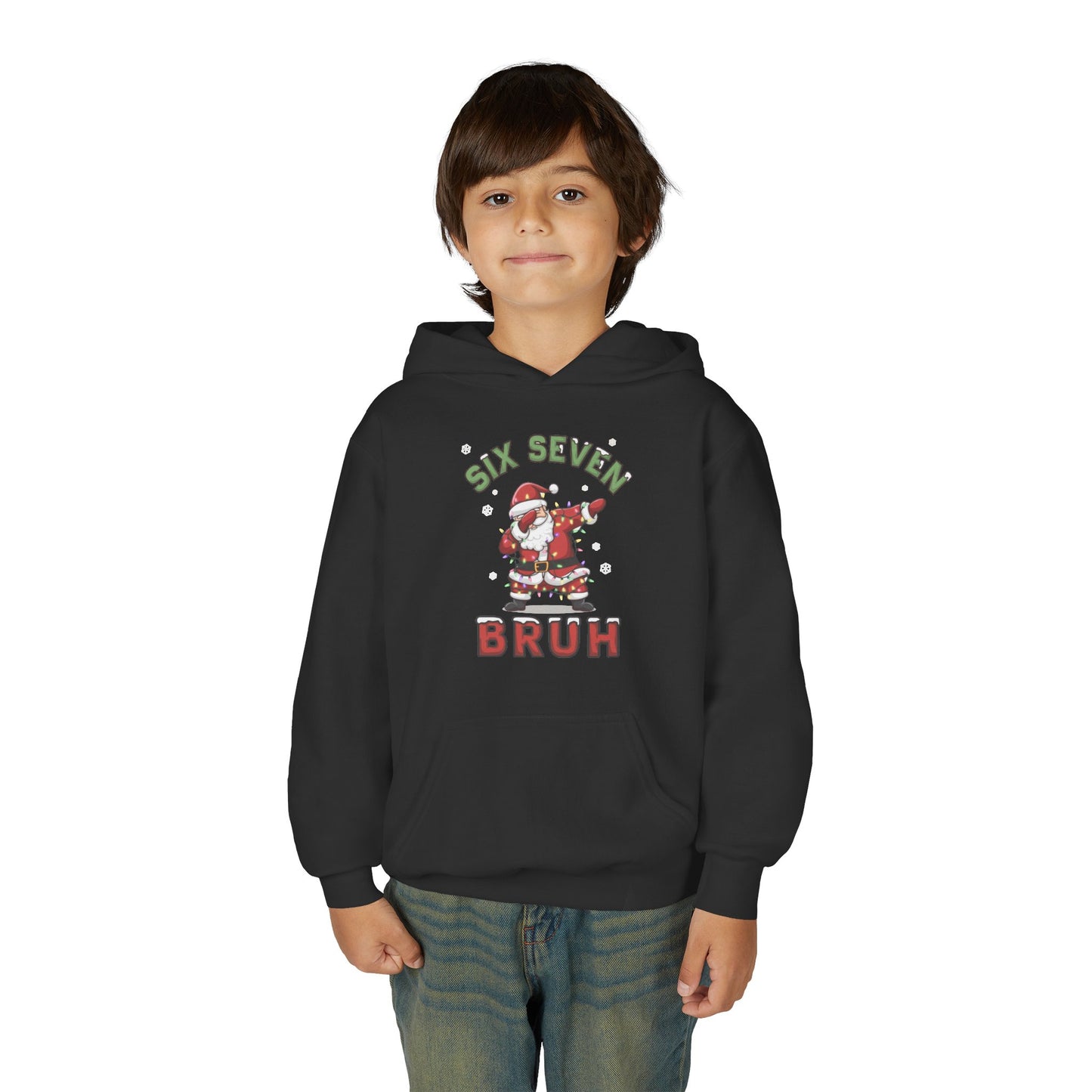 'Six Seven Bruh' Dab Santa Christmas Sweatshirt - Kids Hoodie