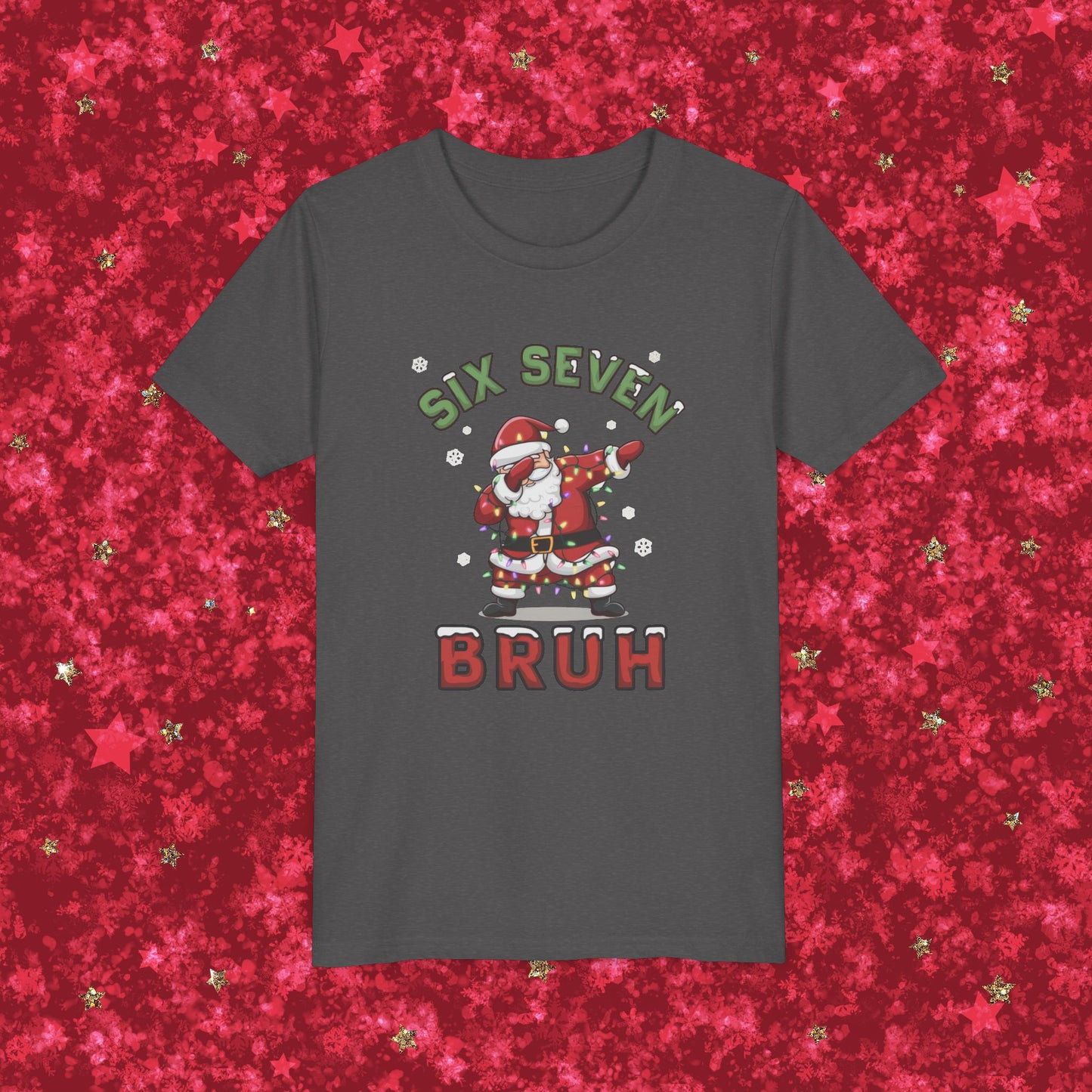 'Six Seven Bruh' Dabbing Santa Christmas Shirt - Kids Tee
