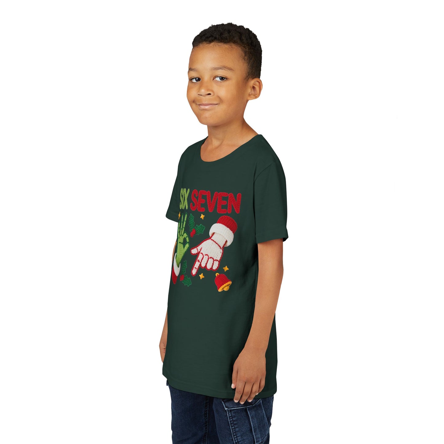 'Six Seven' Christmas Elf & Santa Hand Holiday Shirt - Kids Tee