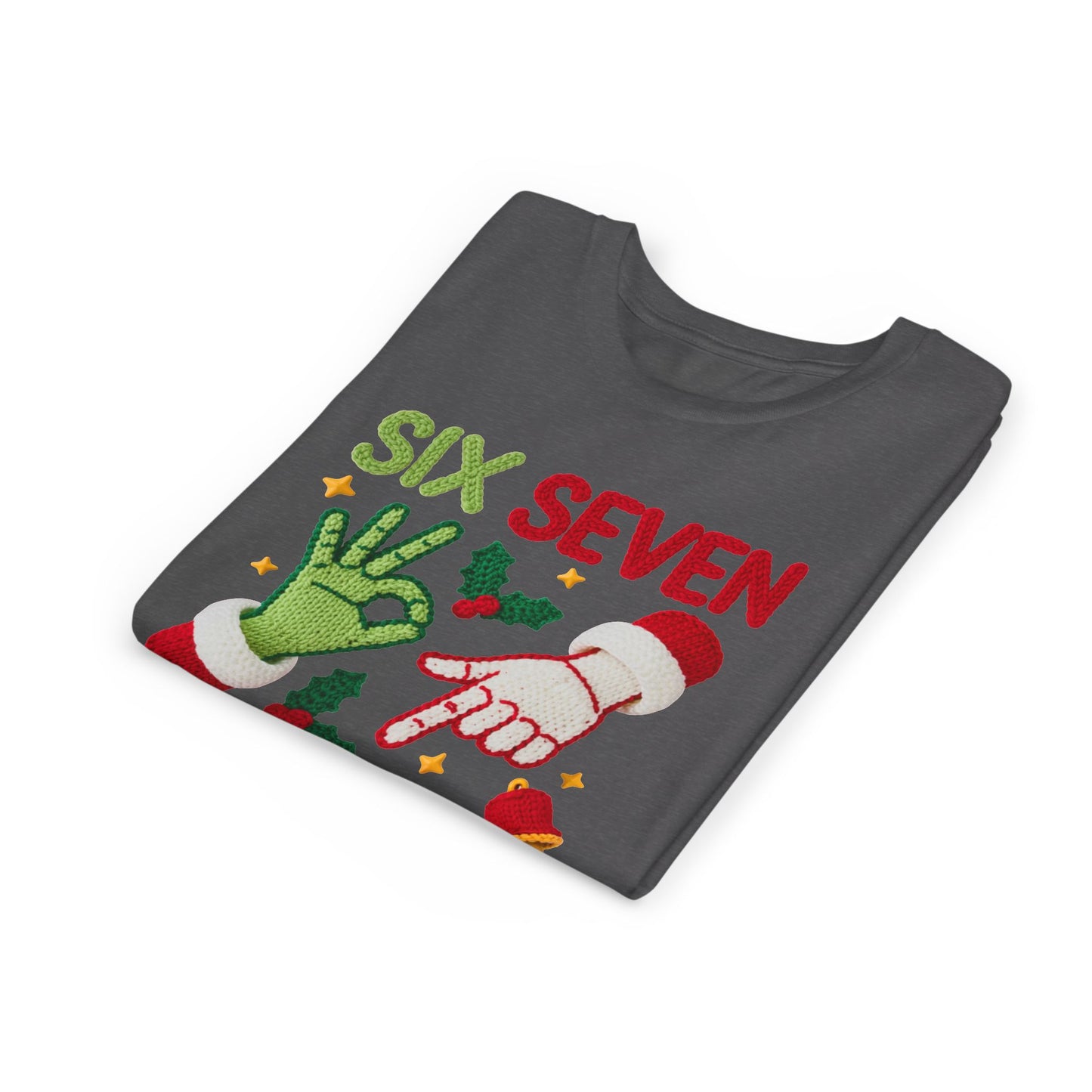 'Six Seven' Christmas Elf & Santa Hand Holiday Shirt - Kids Tee