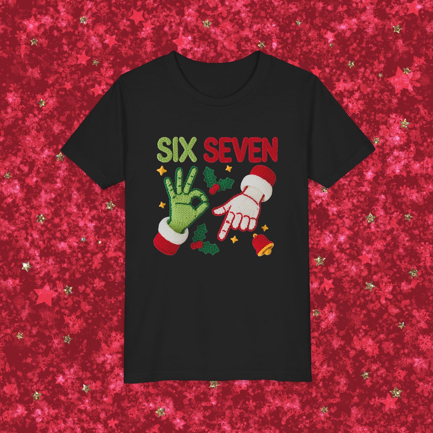 'Six Seven' Christmas Elf & Santa Hand Holiday Shirt - Kids Tee