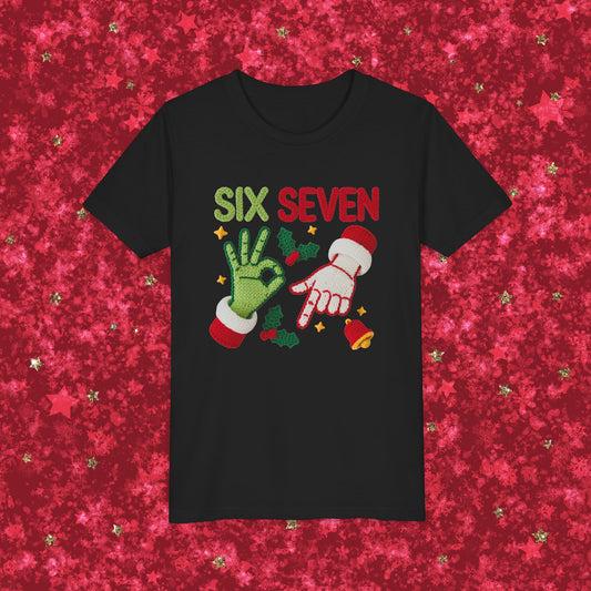 'Six Seven' Christmas Elf & Santa Hand Holiday Shirt - Kids Tee