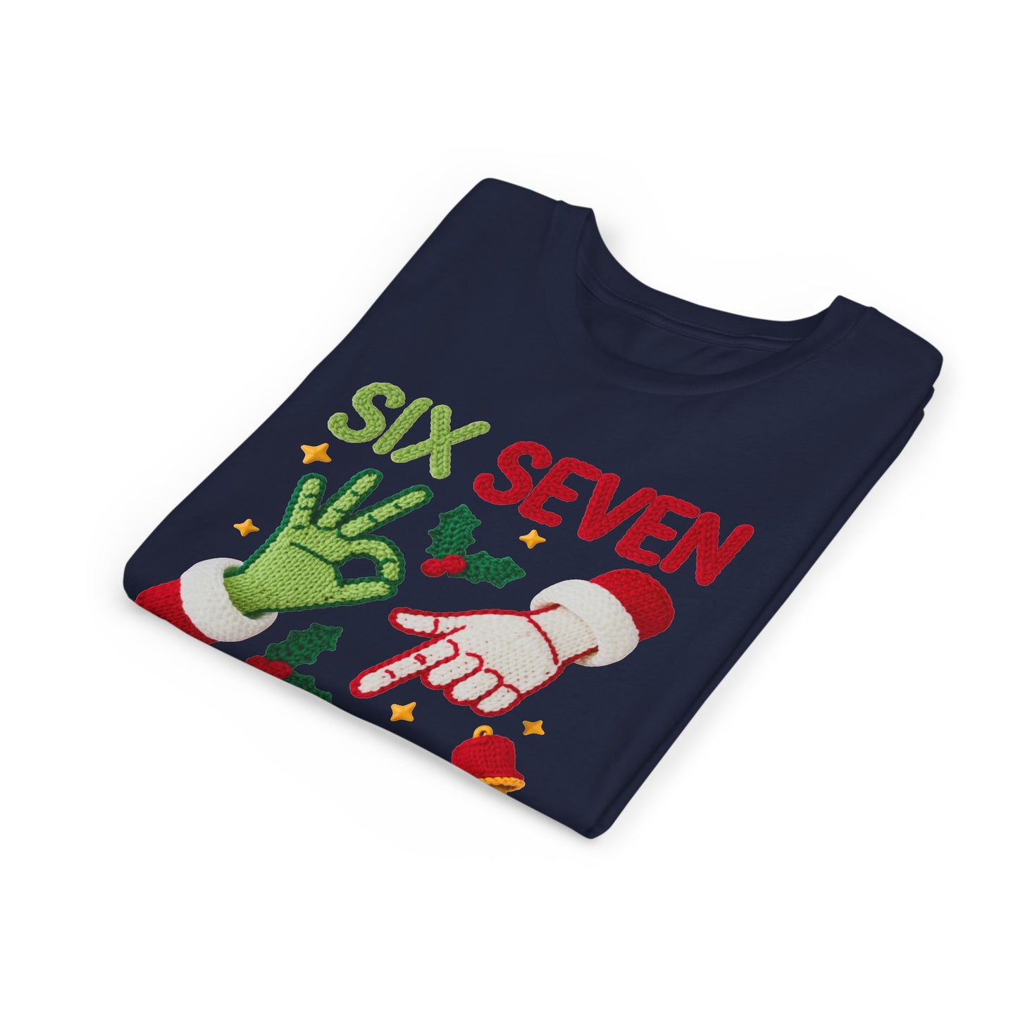 'Six Seven' Christmas Elf & Santa Hand Holiday Shirt - Kids Tee