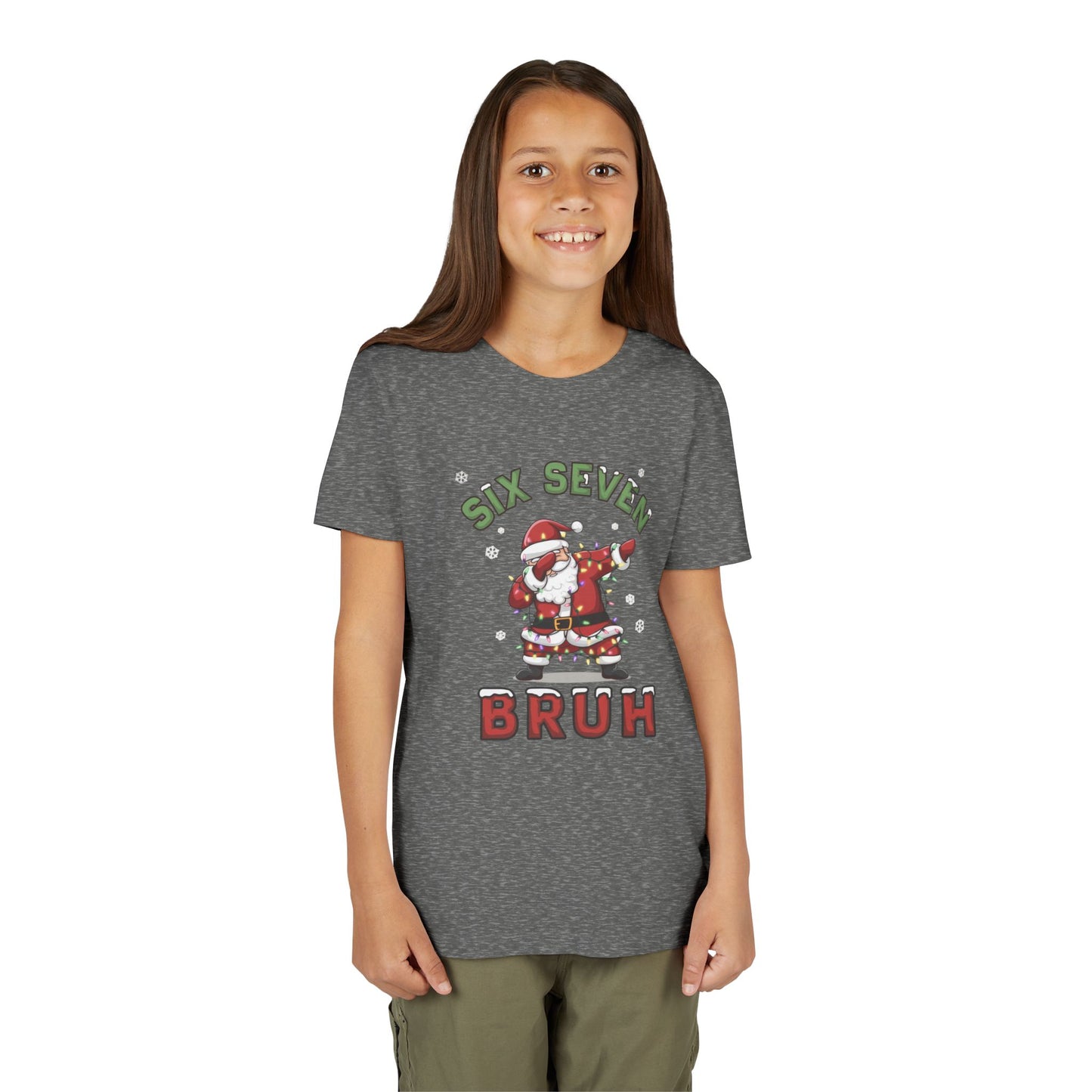 'Six Seven Bruh' Dabbing Santa Christmas Shirt - Kids Tee