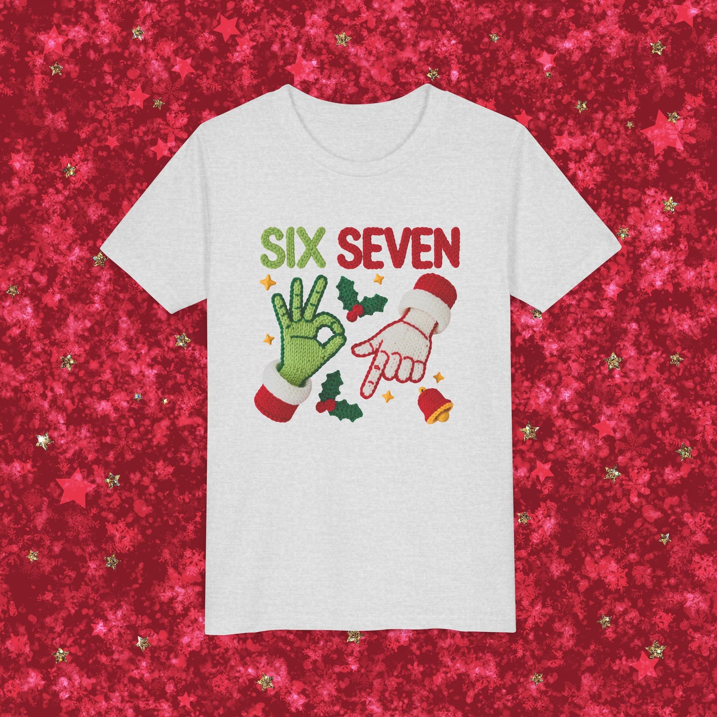 'Six Seven' Christmas Elf & Santa Hand Holiday Shirt - Kids Tee