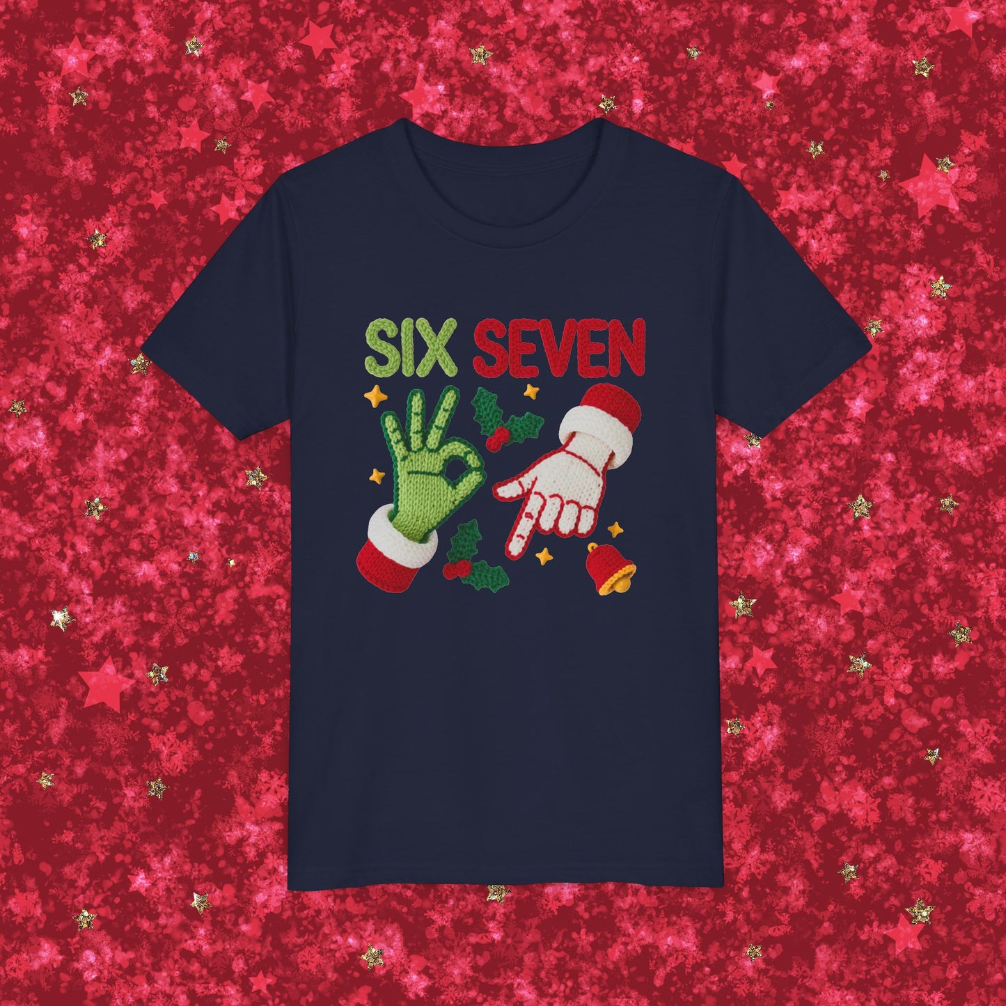 'Six Seven' Christmas Elf & Santa Hand Holiday Shirt - Kids Tee