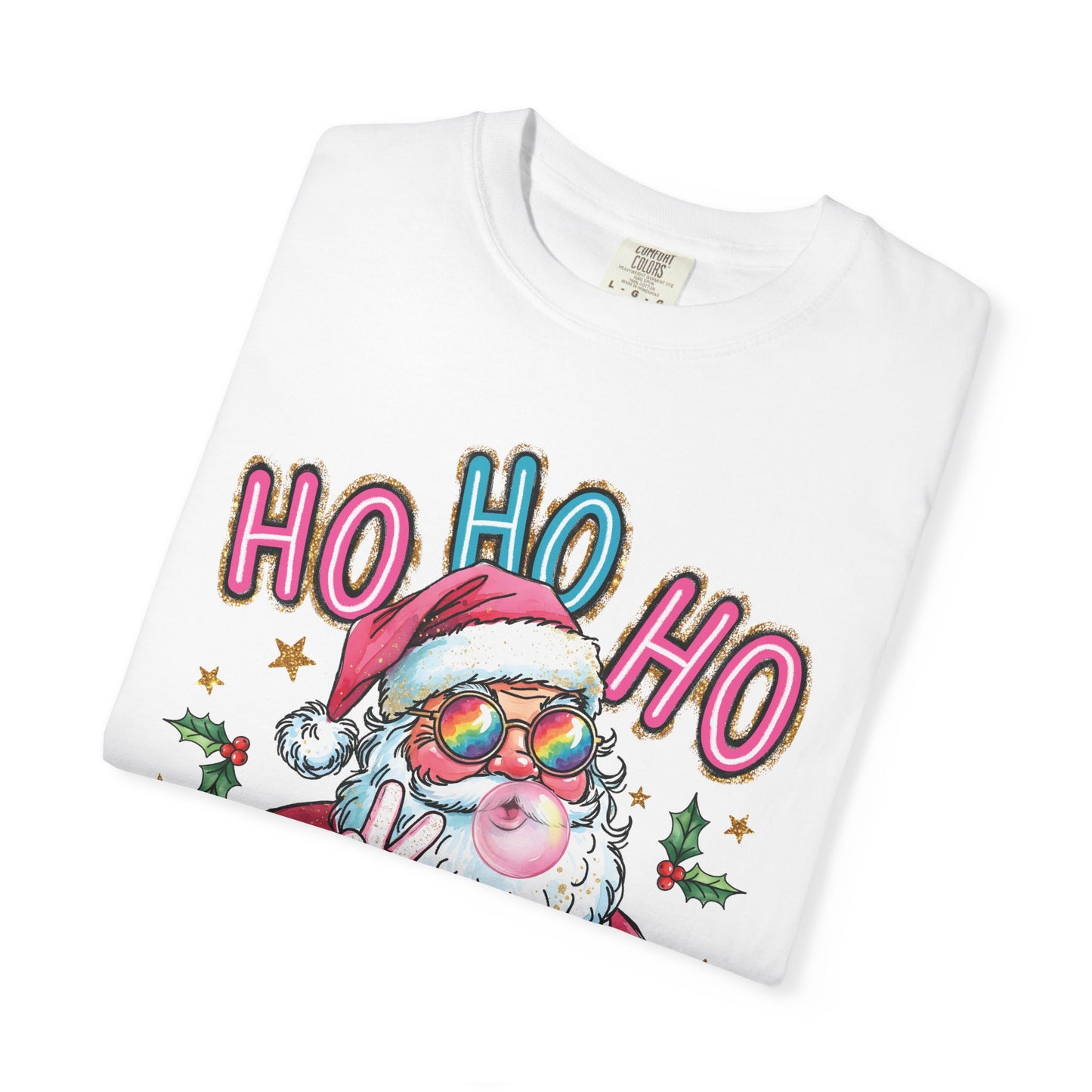 Festive Santa Graphic T-Shirt - Ho Ho Ho Holiday Tee