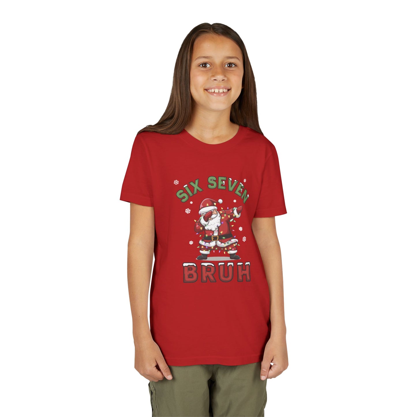 'Six Seven Bruh' Dabbing Santa Christmas Shirt - Kids Tee