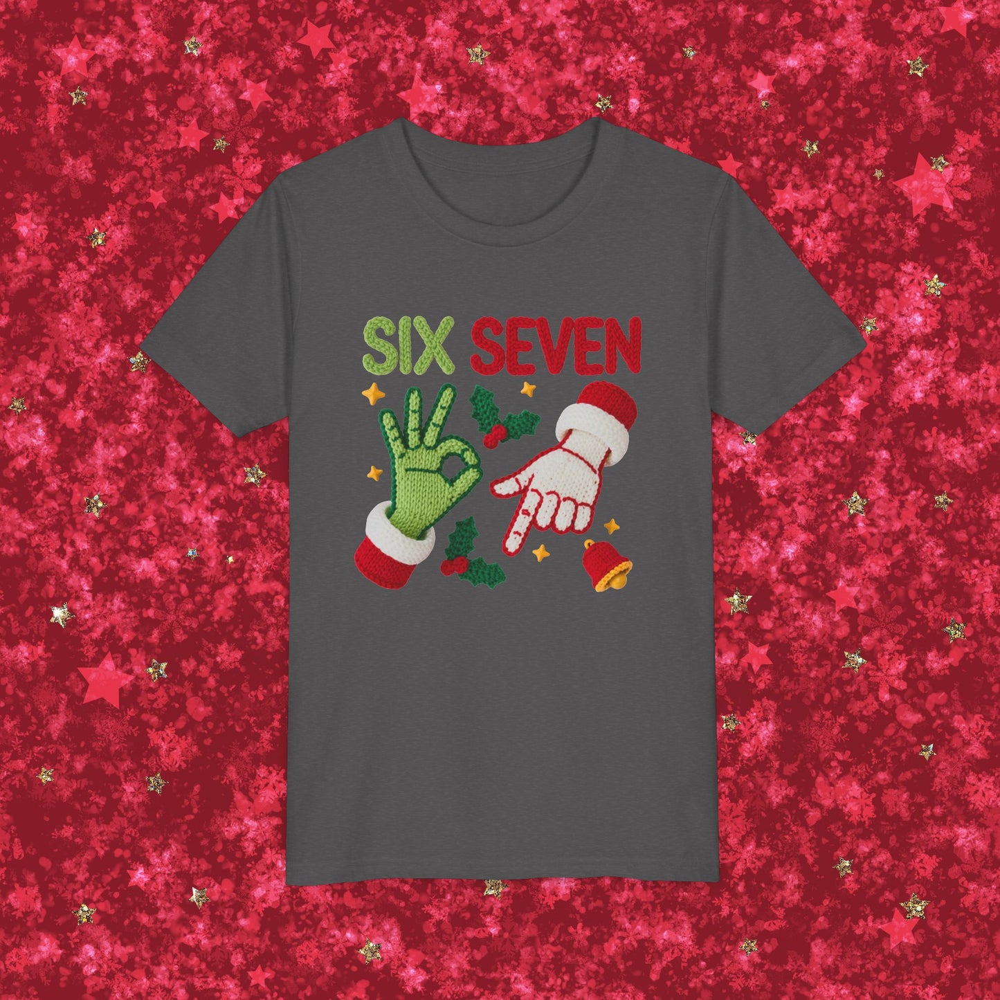 'Six Seven' Christmas Elf & Santa Hand Holiday Shirt - Kids Tee