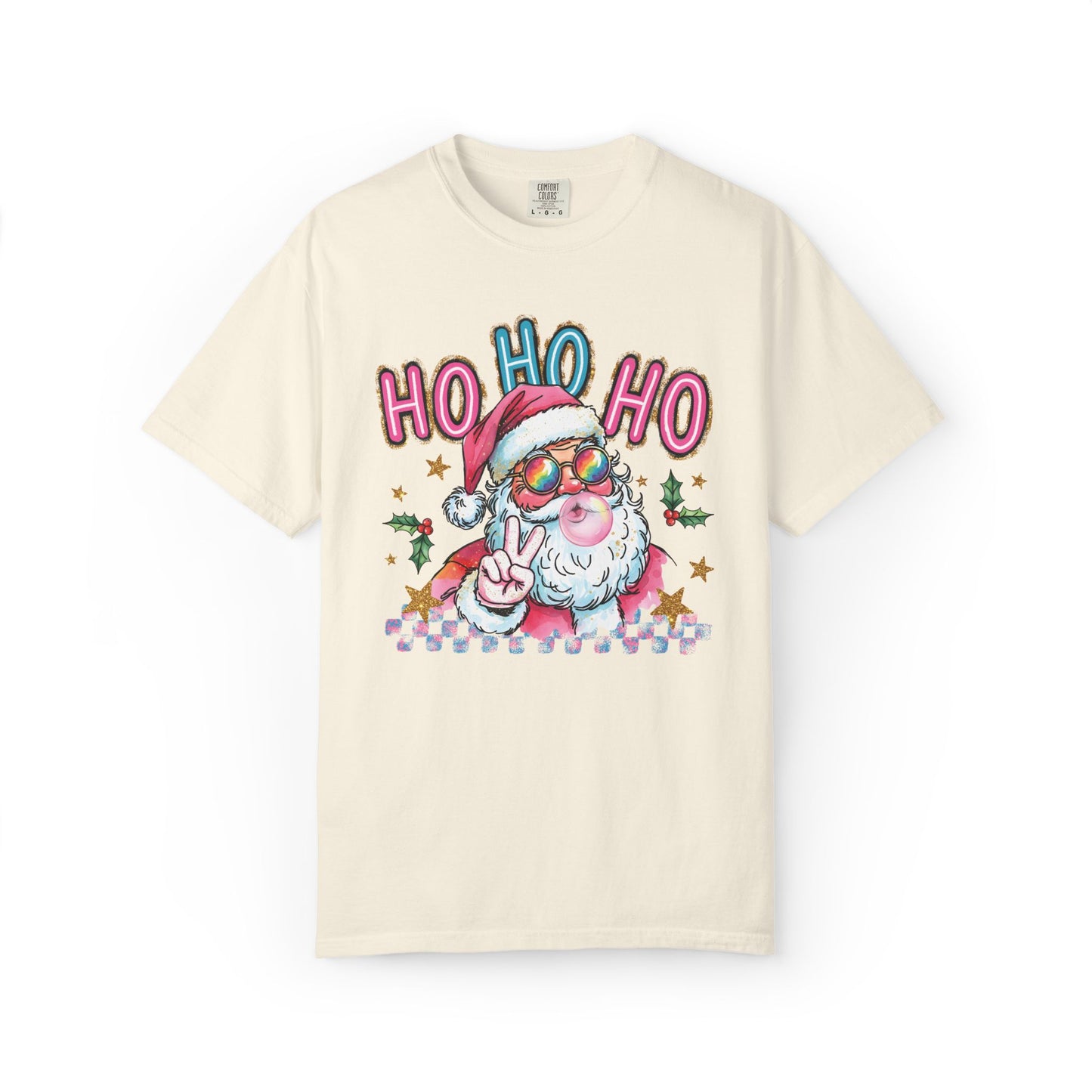 Festive Santa Graphic T-Shirt - Ho Ho Ho Holiday Tee