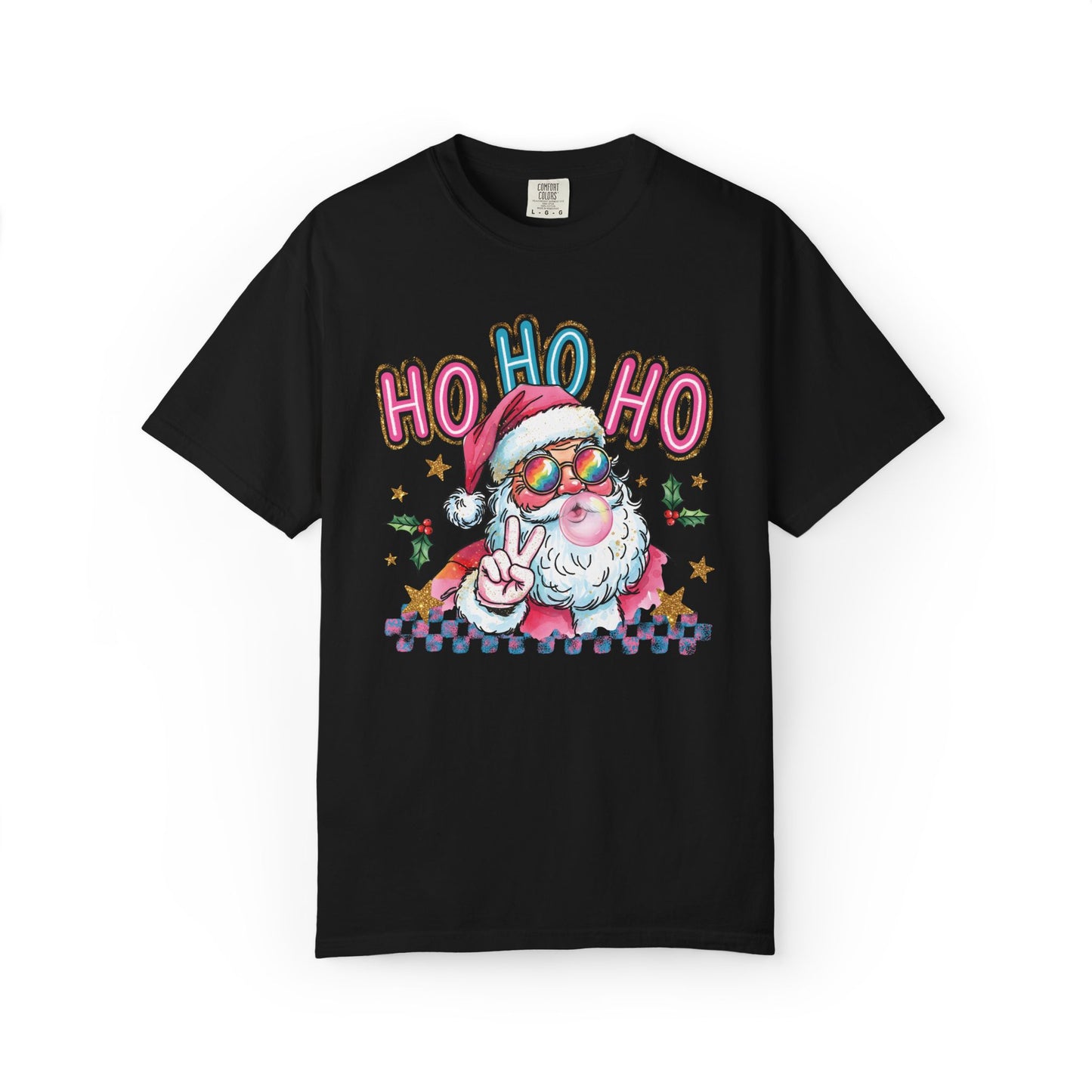 Festive Santa Graphic T-Shirt - Ho Ho Ho Holiday Tee