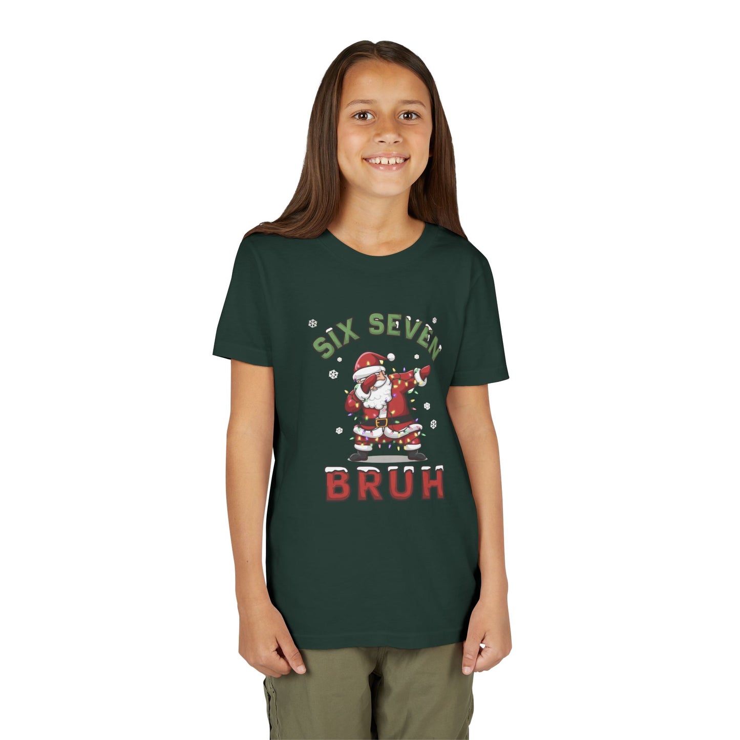 'Six Seven Bruh' Dabbing Santa Christmas Shirt - Kids Tee