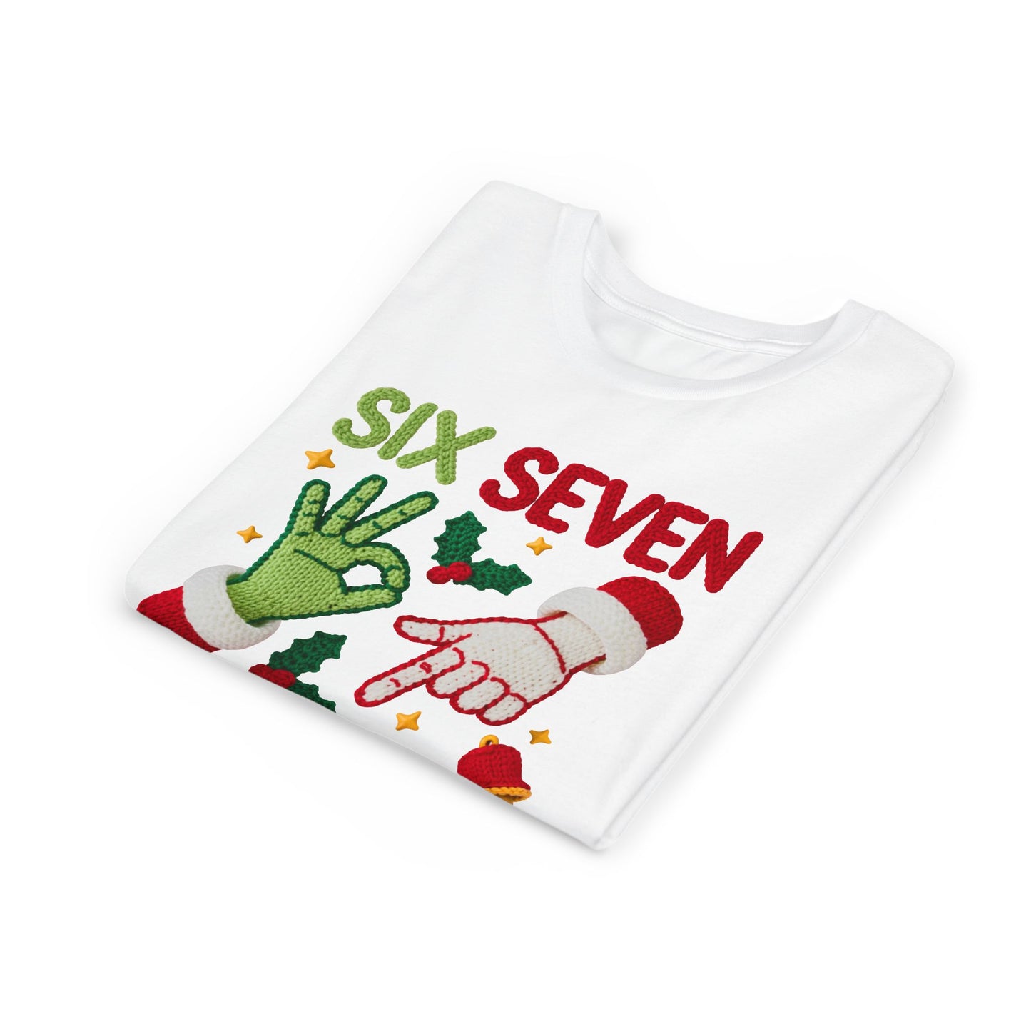 'Six Seven' Christmas Elf & Santa Hand Holiday Shirt - Kids Tee