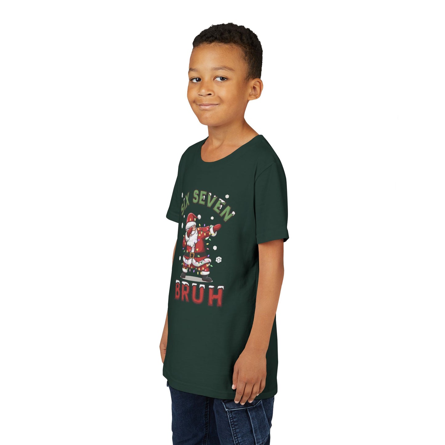 'Six Seven Bruh' Dabbing Santa Christmas Shirt - Kids Tee