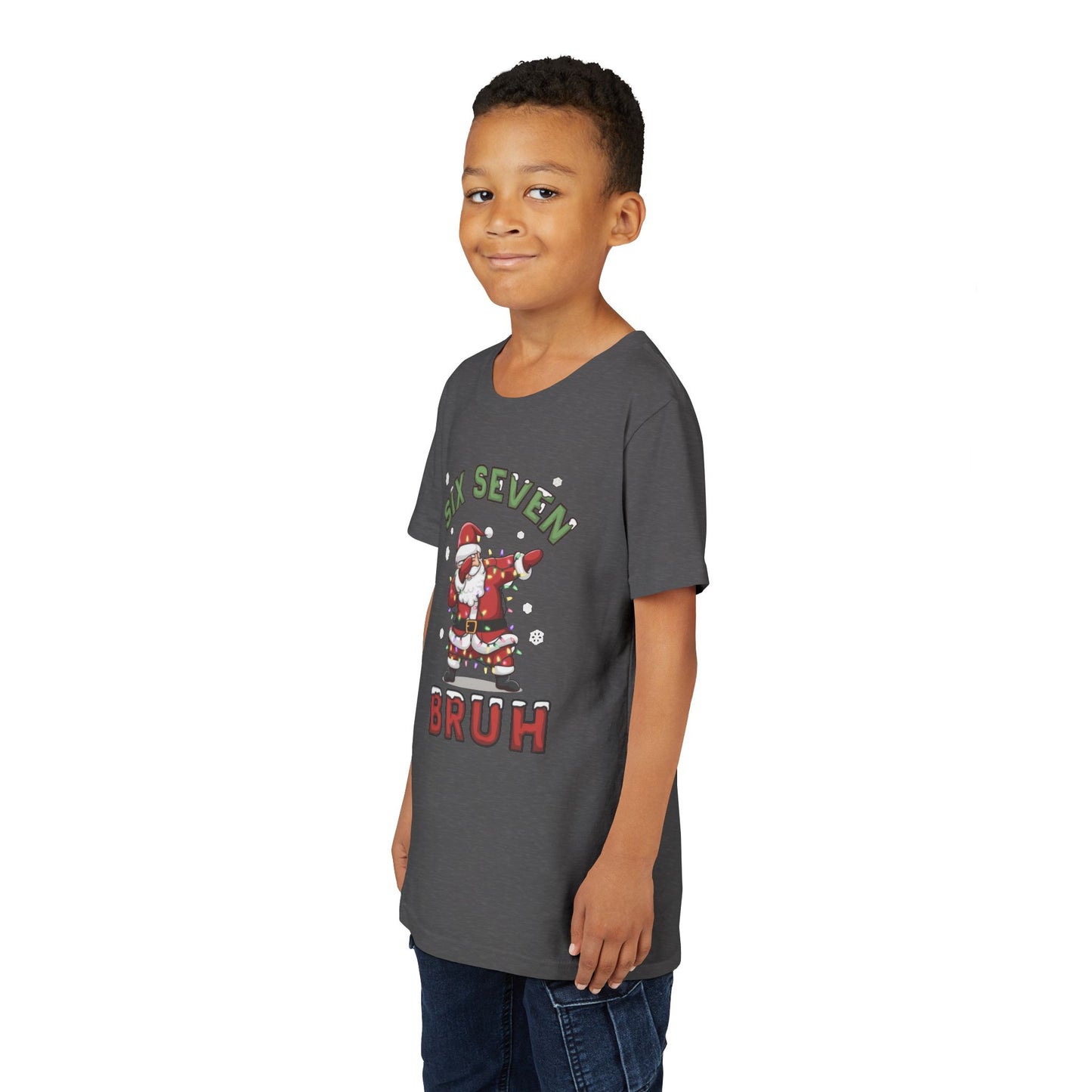 'Six Seven Bruh' Dabbing Santa Christmas Shirt - Kids Tee