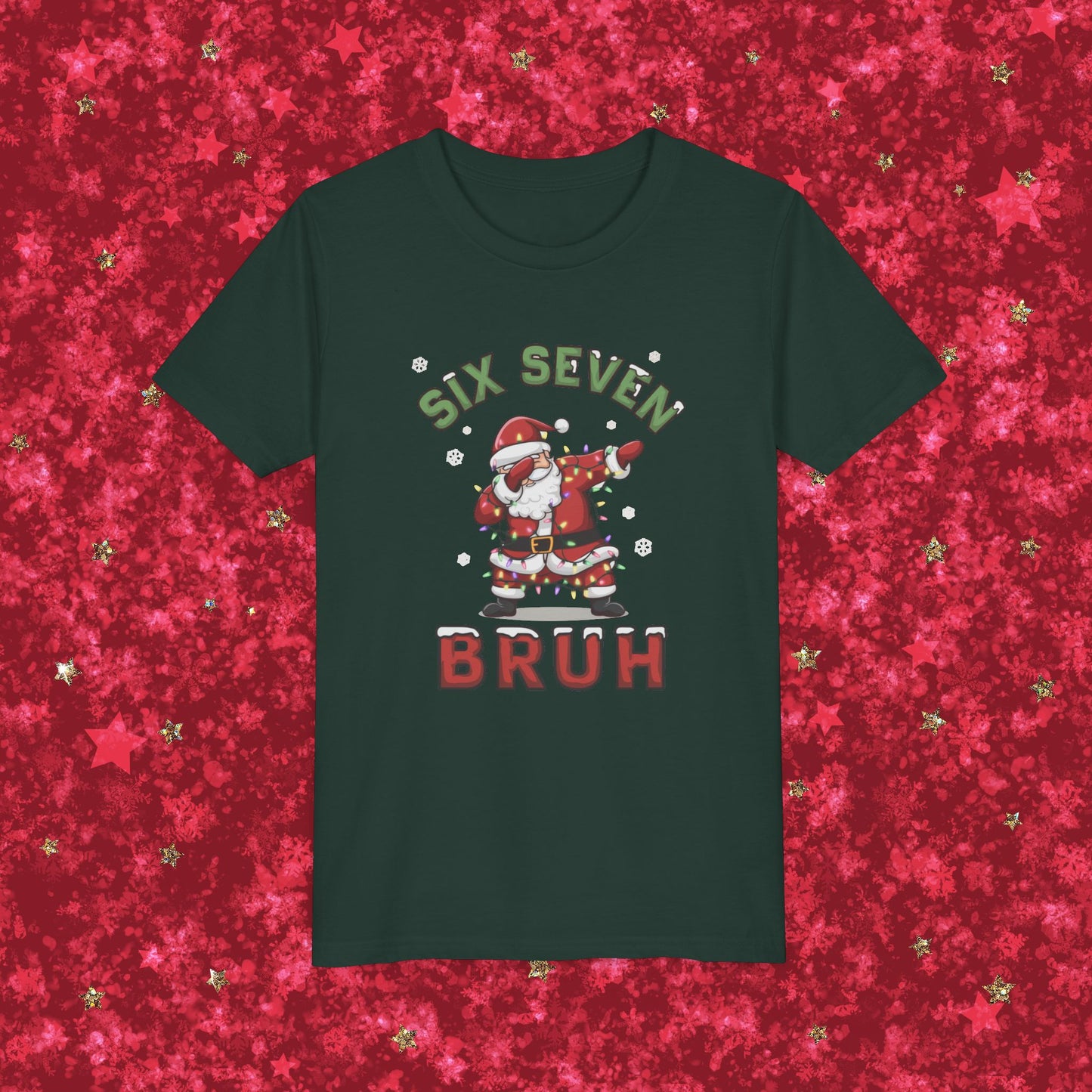 'Six Seven Bruh' Dabbing Santa Christmas Shirt - Kids Tee