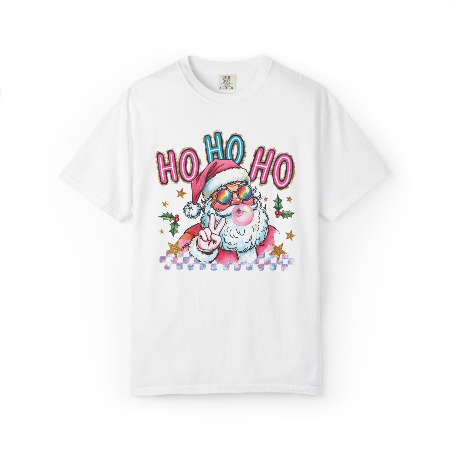 Festive Santa Graphic T-Shirt - Ho Ho Ho Holiday Tee