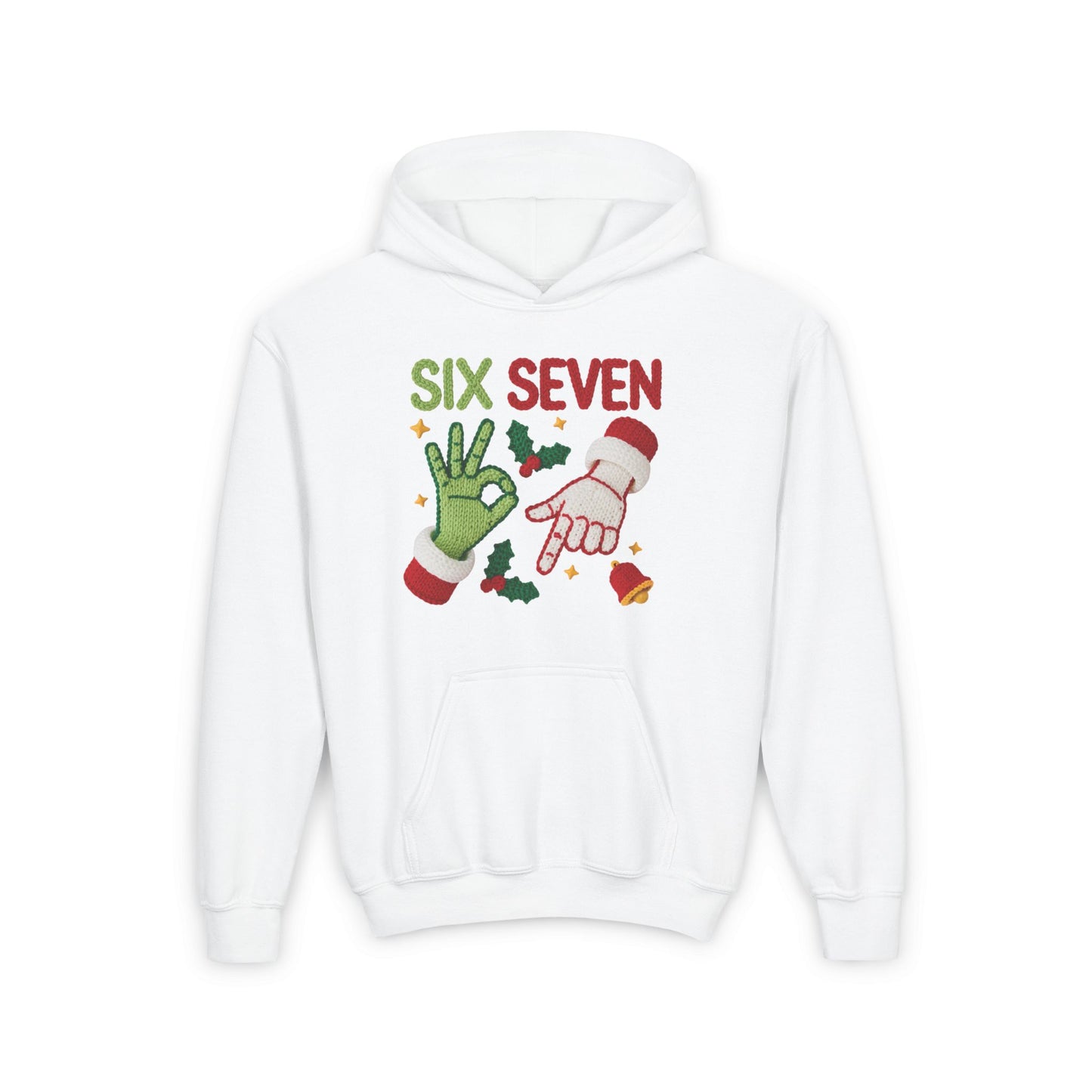 Six Seven Christmas Hoodie for Kids – Funny Holiday Grinch & Santa Hand Design