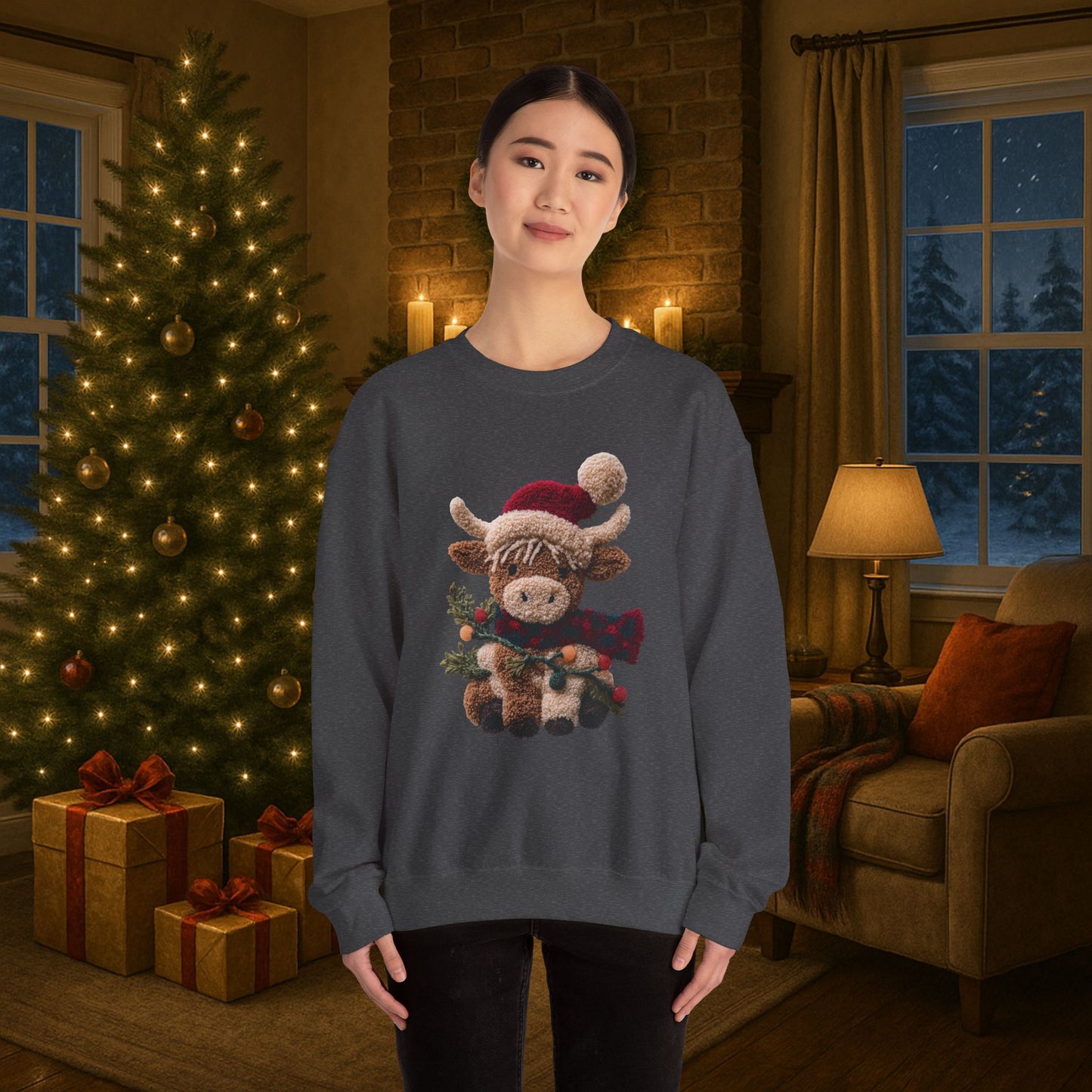 Vintage Highland Cow Crewneck Sweatshirt