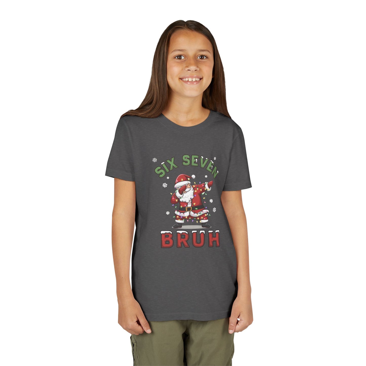 'Six Seven Bruh' Dabbing Santa Christmas Shirt - Kids Tee