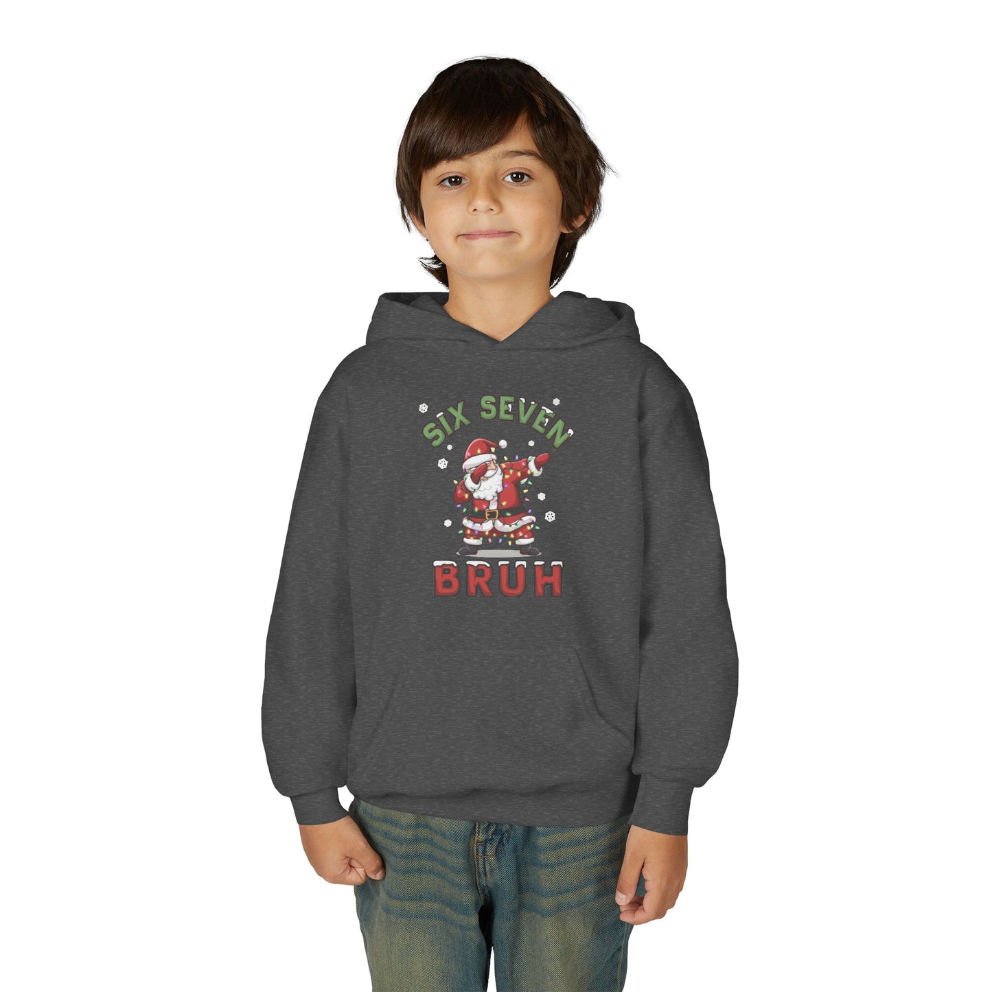 'Six Seven Bruh' Dab Santa Christmas Sweatshirt - Kids Hoodie