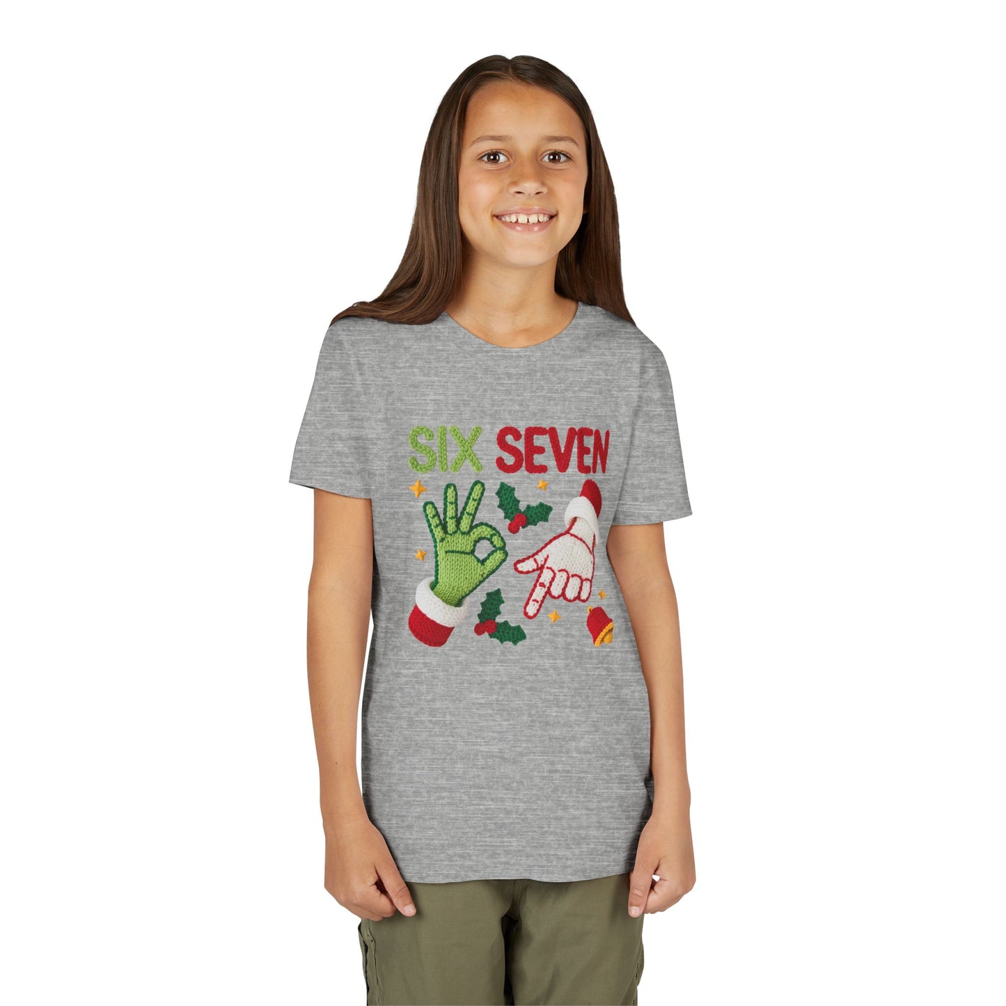 'Six Seven' Christmas Elf & Santa Hand Holiday Shirt - Kids Tee