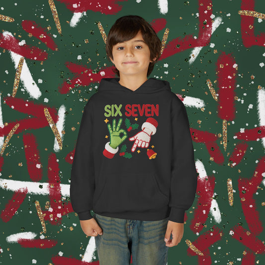 Six Seven Christmas Hoodie for Kids – Funny Holiday Grinch & Santa Hand Design