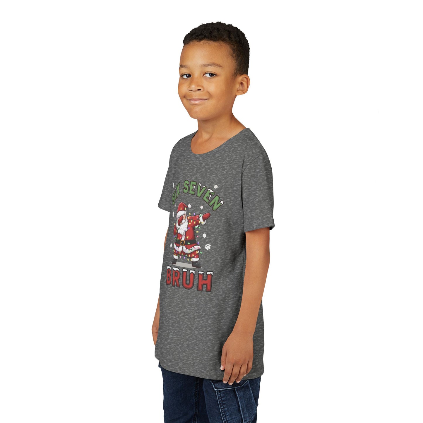 'Six Seven Bruh' Dabbing Santa Christmas Shirt - Kids Tee