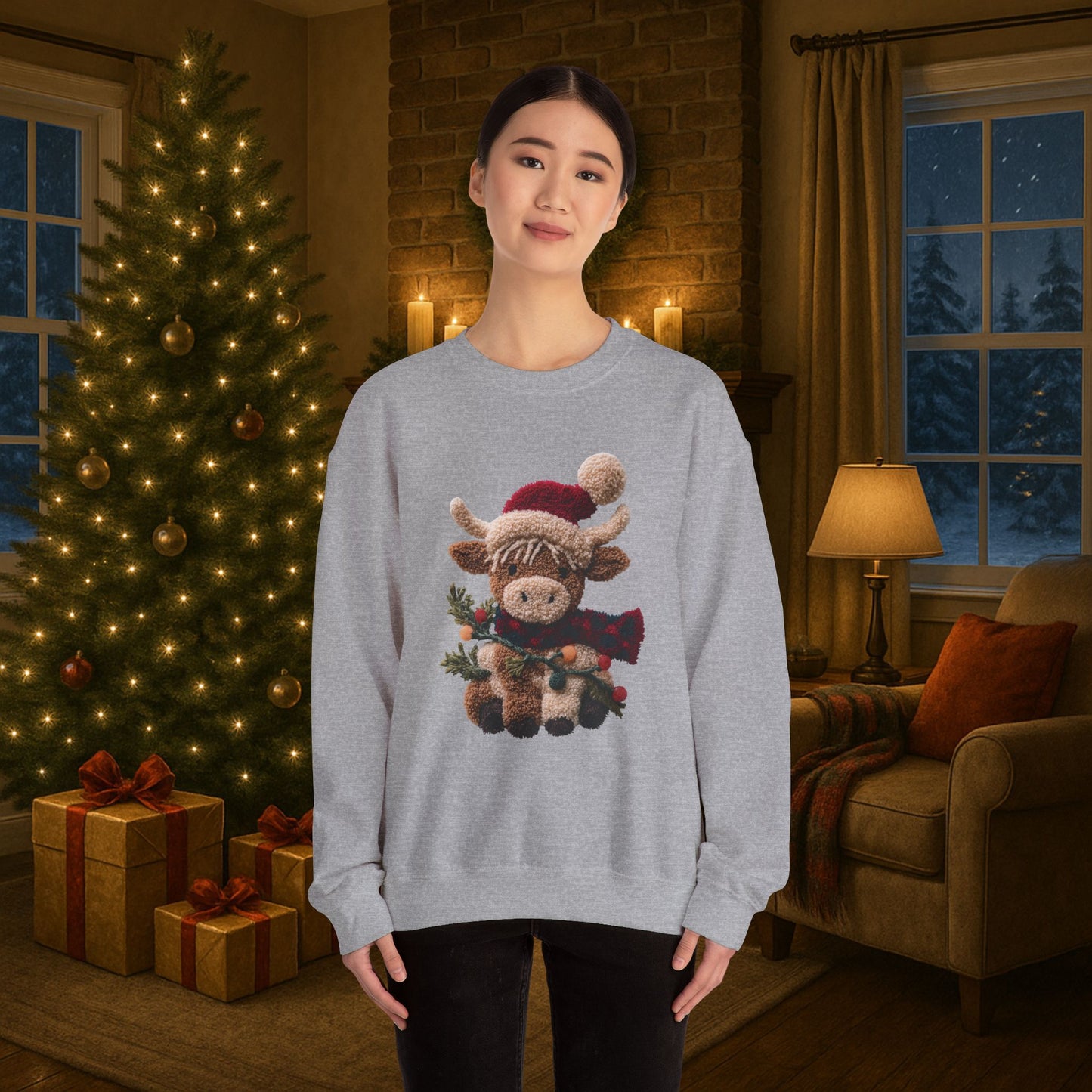 Vintage Highland Cow Crewneck Sweatshirt