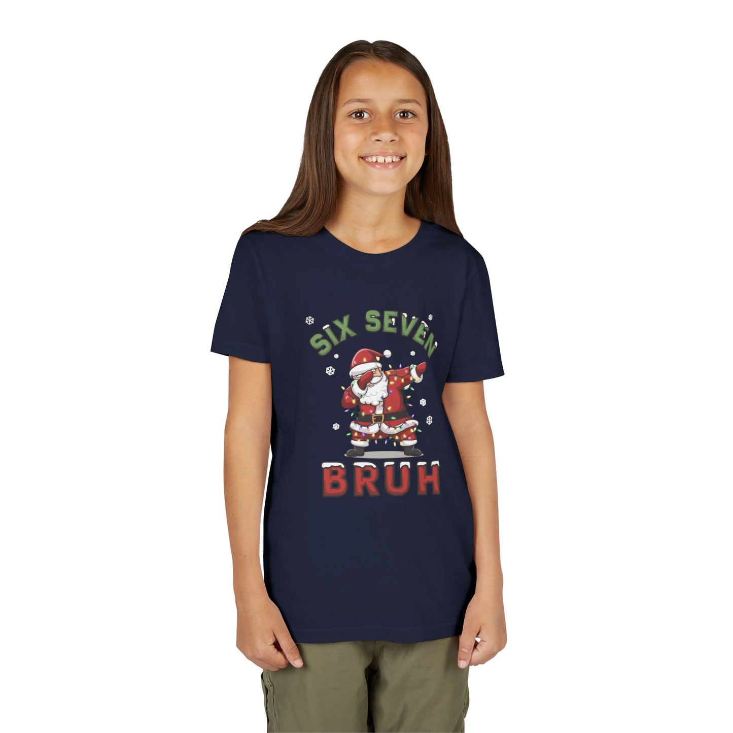 'Six Seven Bruh' Dabbing Santa Christmas Shirt - Kids Tee