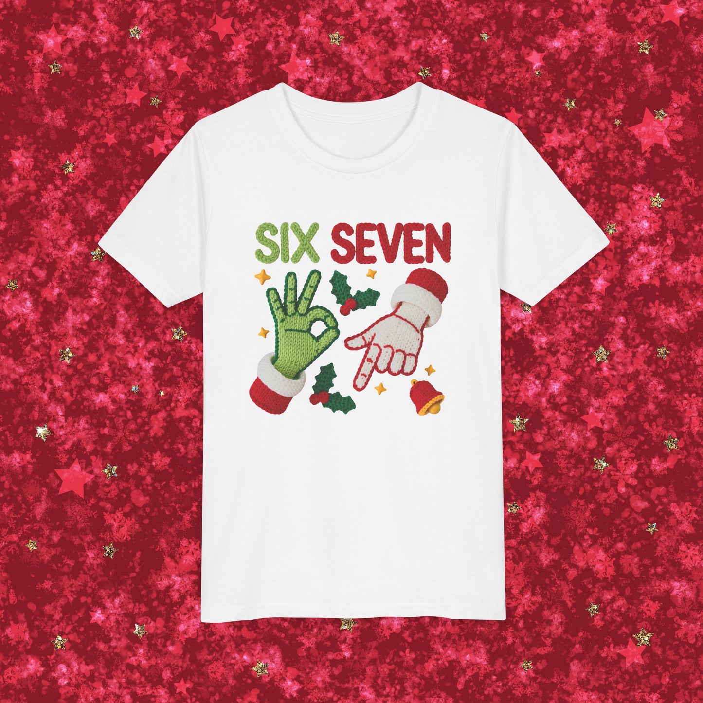 'Six Seven' Christmas Elf & Santa Hand Holiday Shirt - Kids Tee