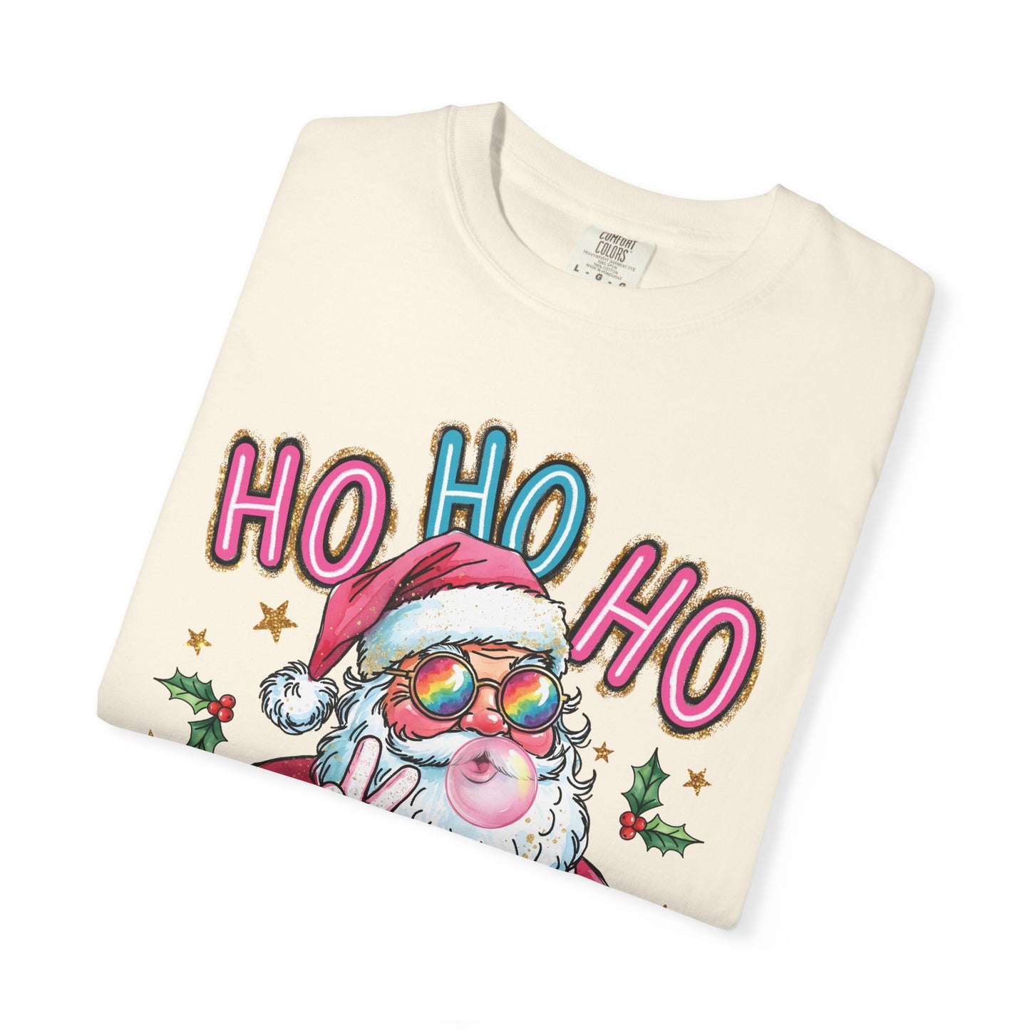 Festive Santa Graphic T-Shirt - Ho Ho Ho Holiday Tee