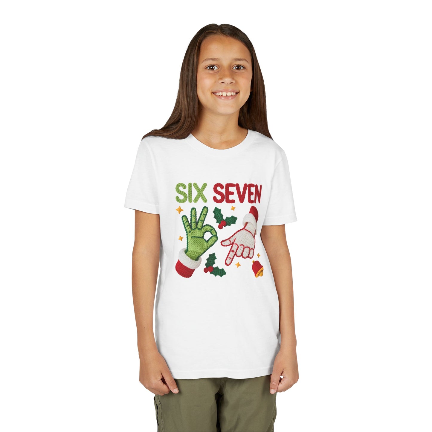 'Six Seven' Christmas Elf & Santa Hand Holiday Shirt - Kids Tee