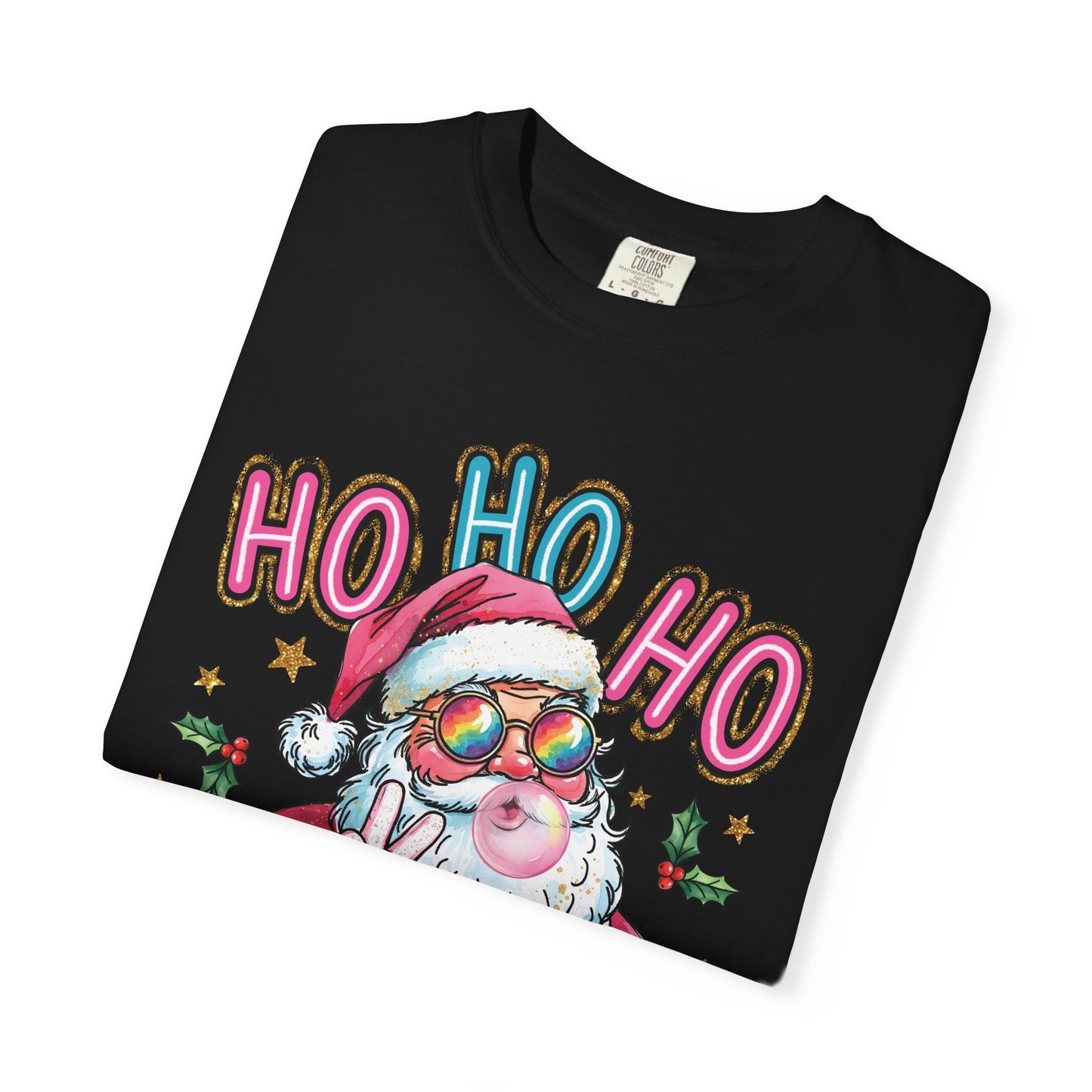 Festive Santa Graphic T-Shirt - Ho Ho Ho Holiday Tee