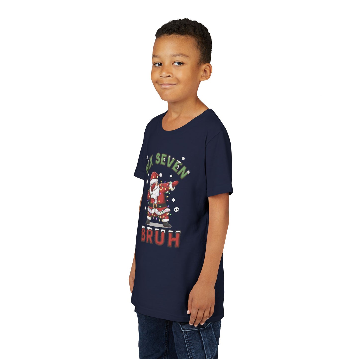 'Six Seven Bruh' Dabbing Santa Christmas Shirt - Kids Tee