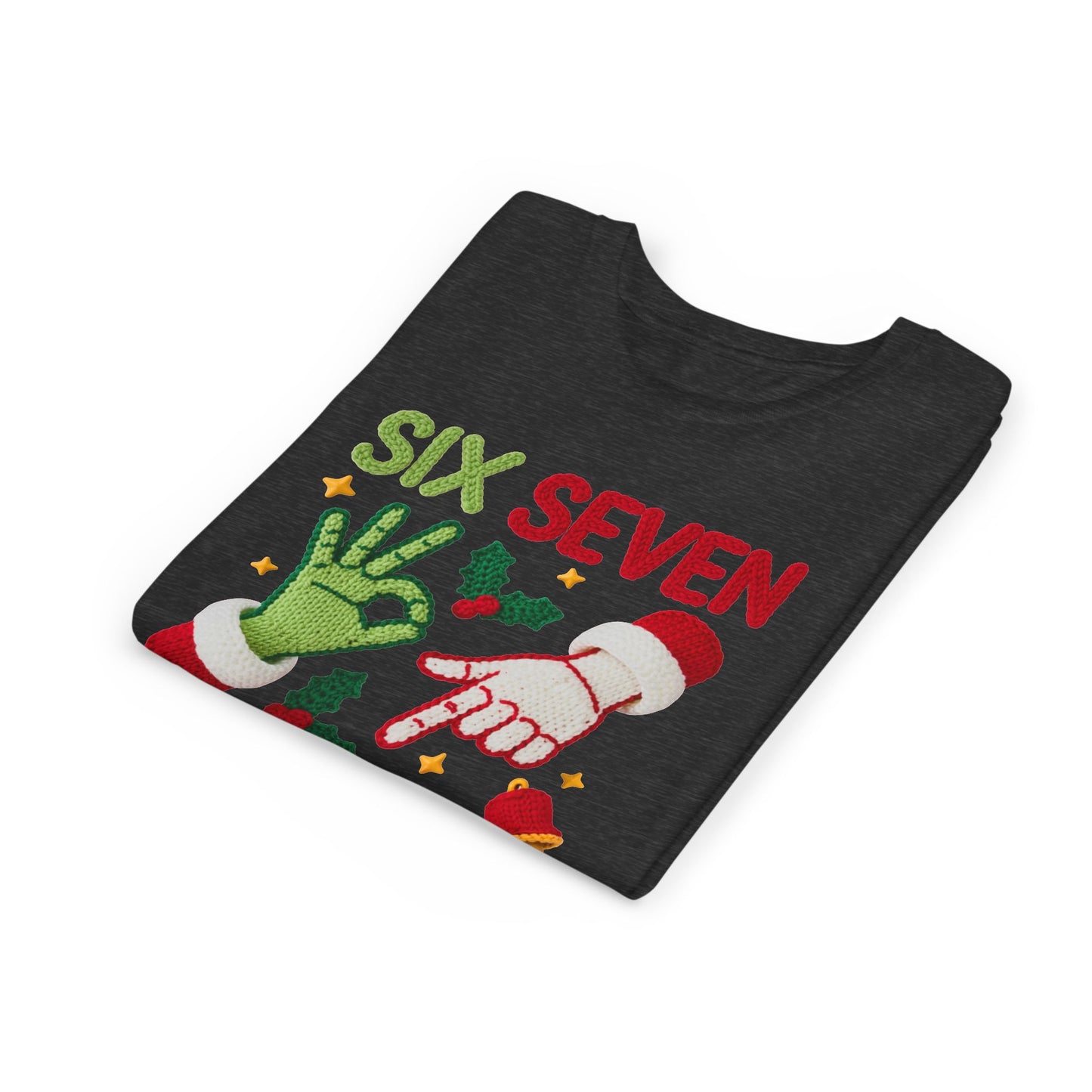 'Six Seven' Christmas Elf & Santa Hand Holiday Shirt - Kids Tee