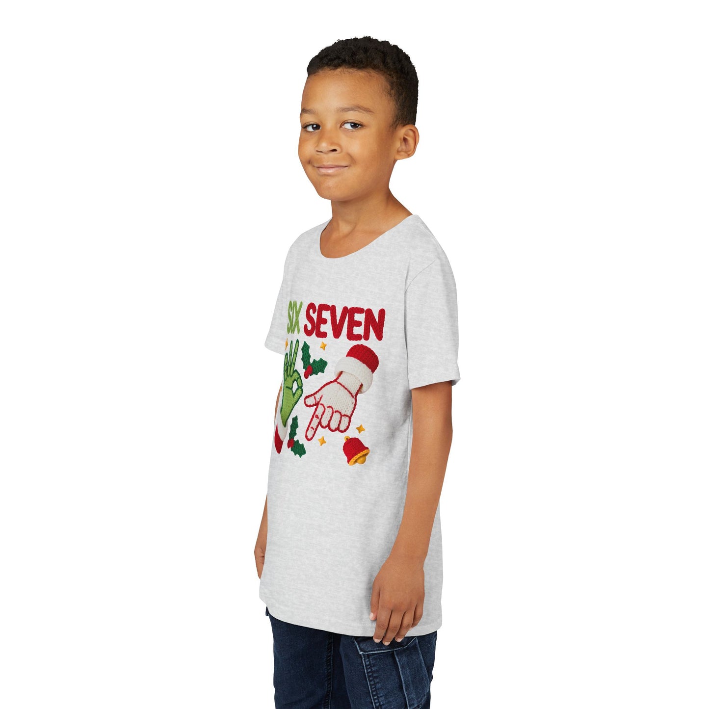 'Six Seven' Christmas Elf & Santa Hand Holiday Shirt - Kids Tee