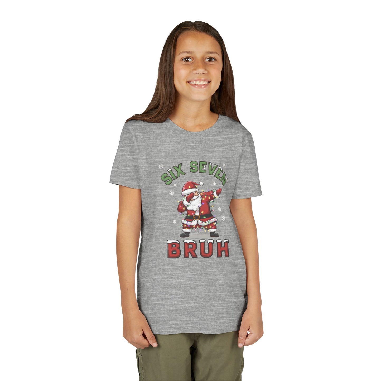 'Six Seven Bruh' Dabbing Santa Christmas Shirt - Kids Tee